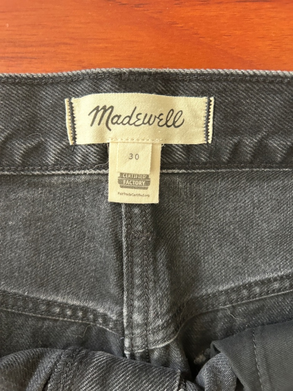 Madewell Black Denim Midi Skirt with Front Slit - Picture 2 of 3